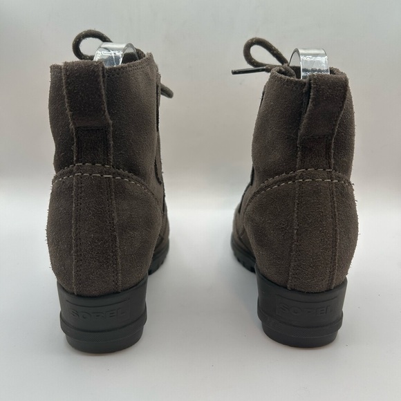 Women’s Sorel Evie Lace  MAJOR Wedge Boots Wmn's 7 Leather Suede Gray - Picture 9 of 11